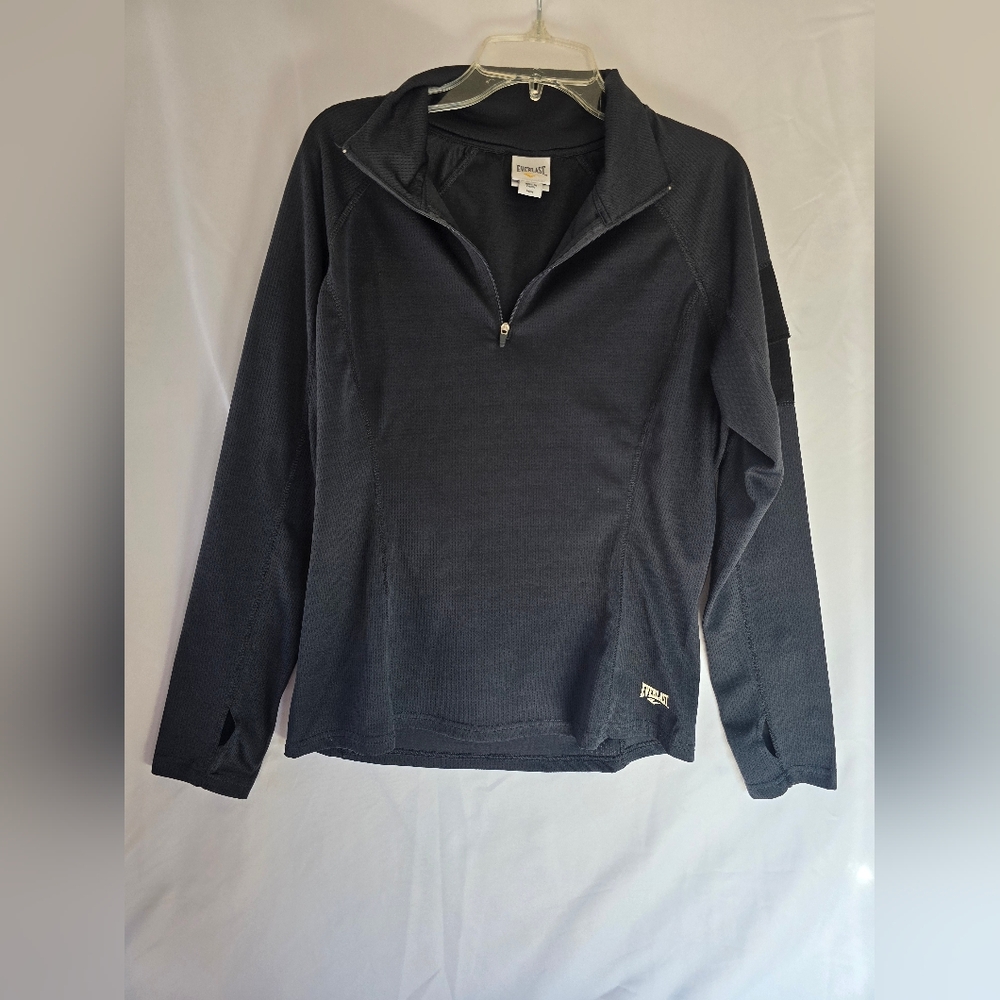 Everlast Charcoal Gray/black 3/4 Zip Pullover, Thumb Holes
